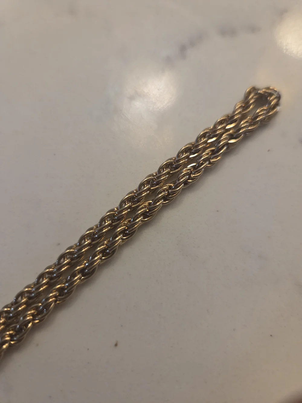 Elegant Solid Gold Plated Rope Chain Necklace 2.5mm
